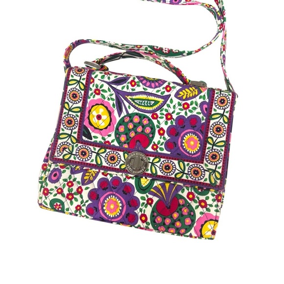 Vera Bradley Buttercup Julia Turnlock Crossbody Bag Purse Boho Wallet Floral - Picture 6 of 10